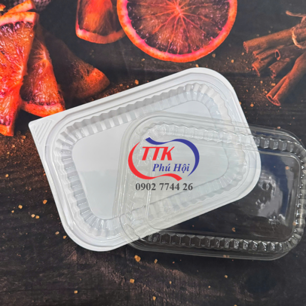 Khay nhựa đựng cơm 1 ngăn trắng lớn