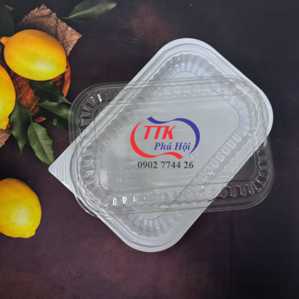 Khay nhựa đựng cơm 1 ngăn trắng lớn