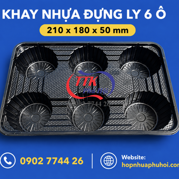 Khay nhựa đựng ly 6 ô
