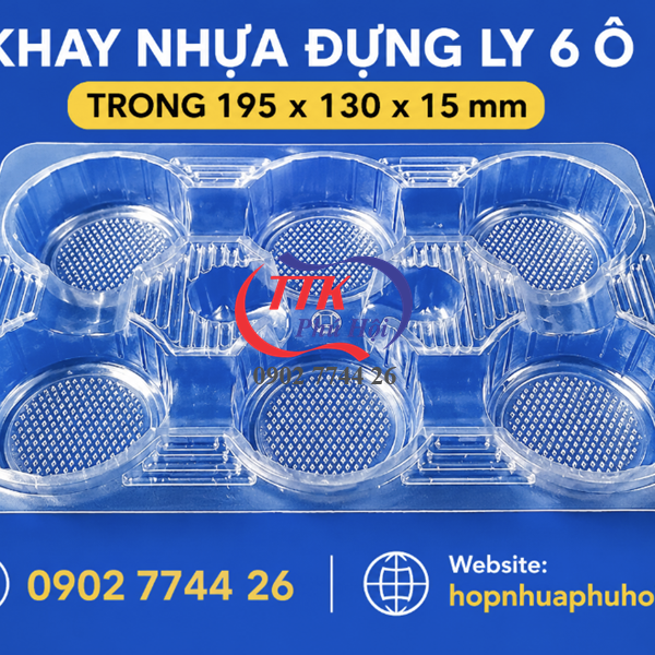 Khay nhựa đựng ly 6 ô