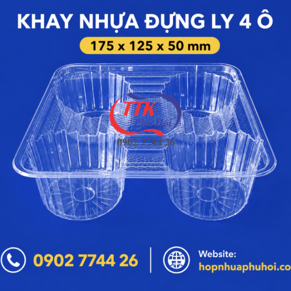 Khay nhựa đựng ly 6 ô trong