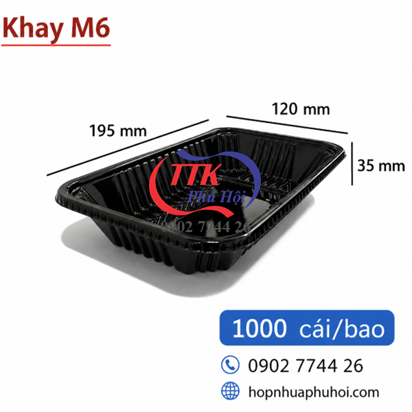 Khay nhựa đựng thức ăn, thịt siêu thị, trái cây cắt sẳn... M6