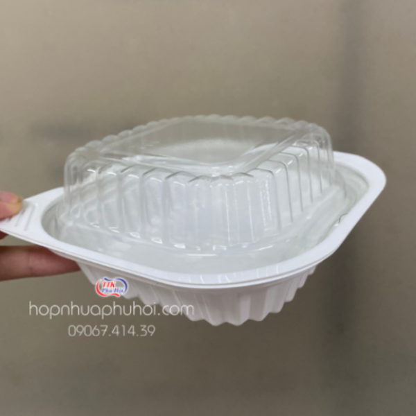Khay nhựa đựng thực phẩm 1 ngăn trắng