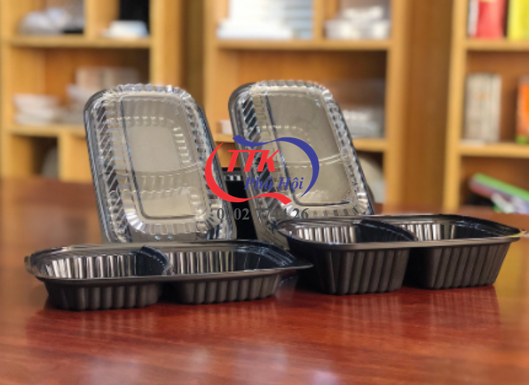 Hộp đựng cơm bún mì... 2 ngăn sâu đều