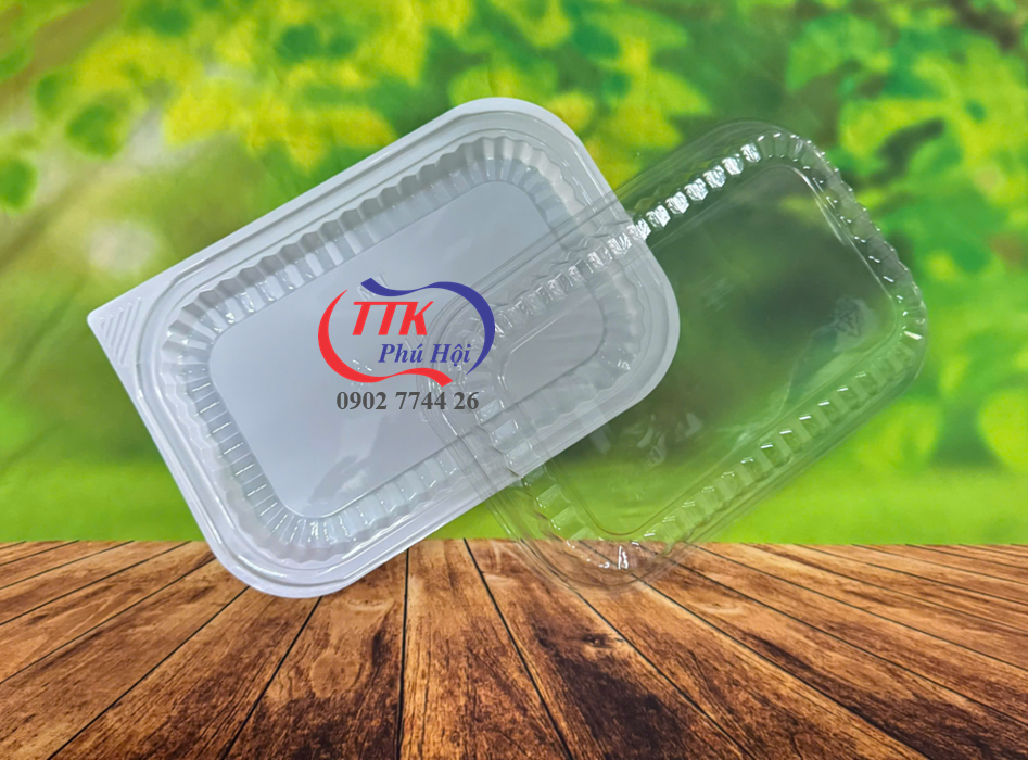 Hộp đựng thực phẩm trắng 1 ngăn – HT203
