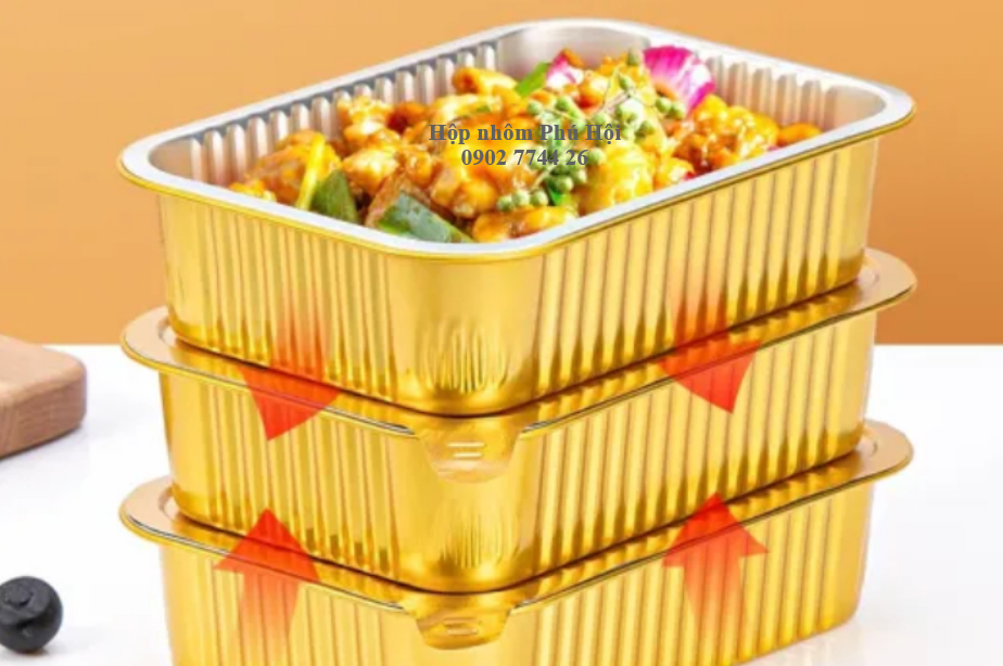 Hộp nhôm, khay nhôm màu vàng 1000ml
