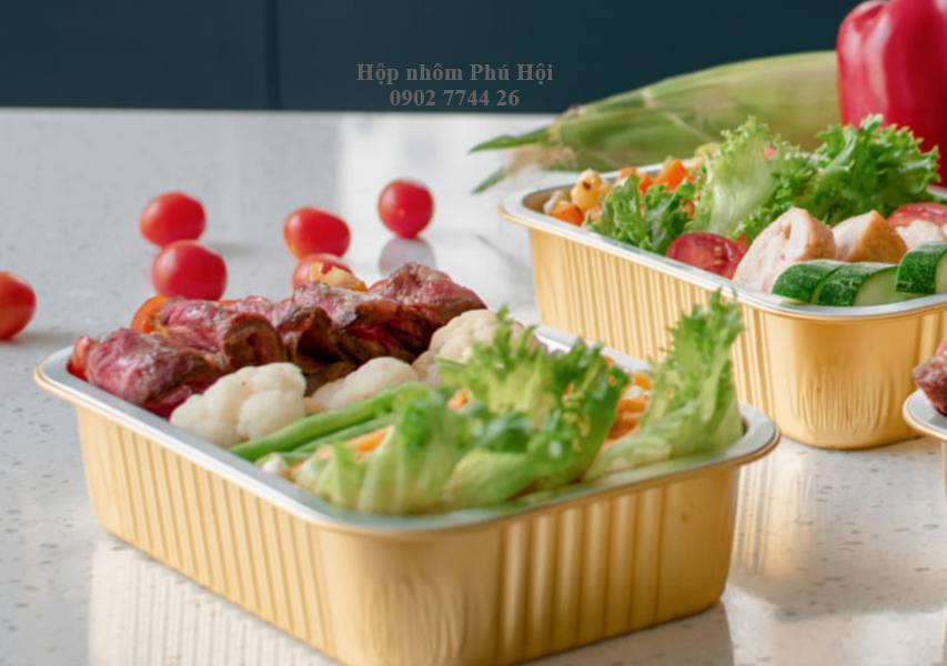 Hộp nhôm, khay nhôm màu vàng 750ml