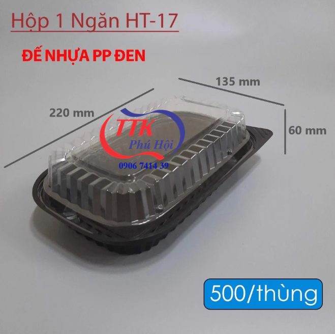 Hộp nhựa 1 ngăn HT17 đựng salad trộn, rau luộc
