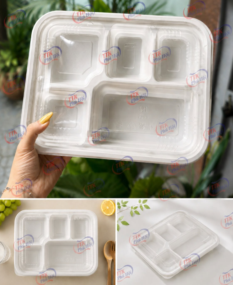 Hộp nhựa 4 ngăn trắng PHT4