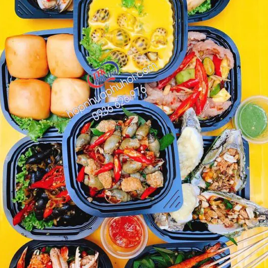 Hộp nhựa đế đen HT12 đựng bánh flan, rau câu, bánh plan