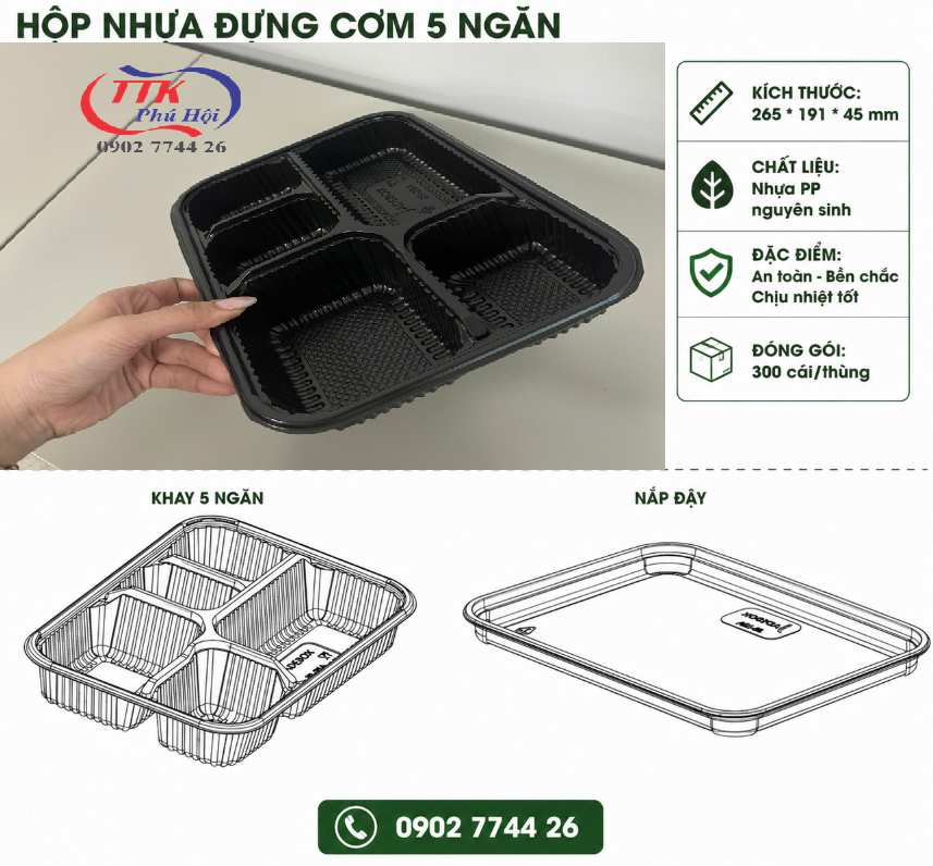 Hộp nhựa đựng cơm 5 ngăn JB 26A tại TPHCM