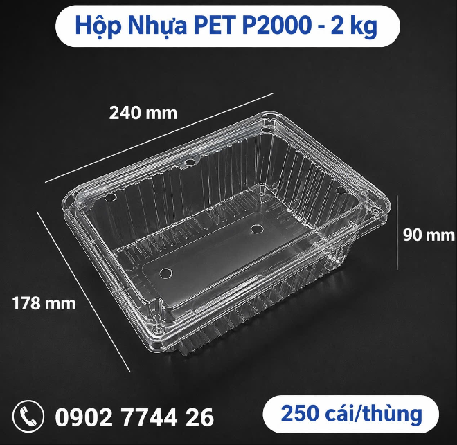 Hộp nhựa đựng trái cây P2000 2kg
