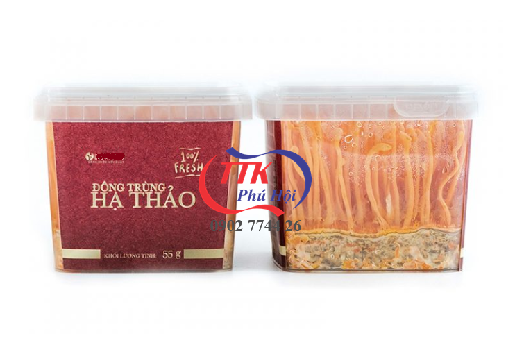 Hộp nhựa vuông đựng đông trùng