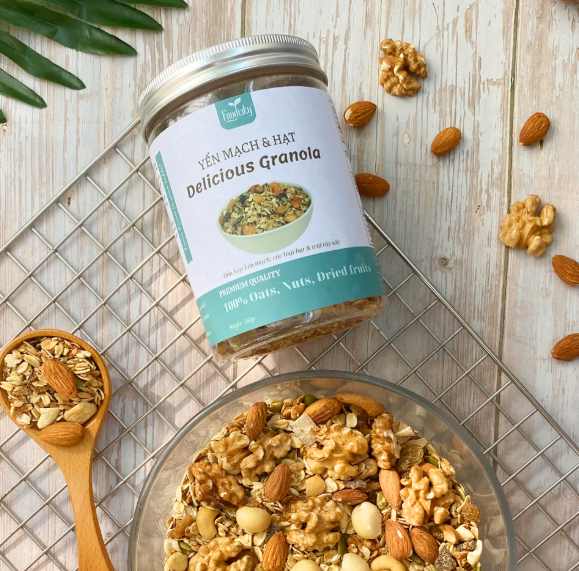 Hũ nhựa nắp nhôm vặn 300ml đựng granola, yến mạch