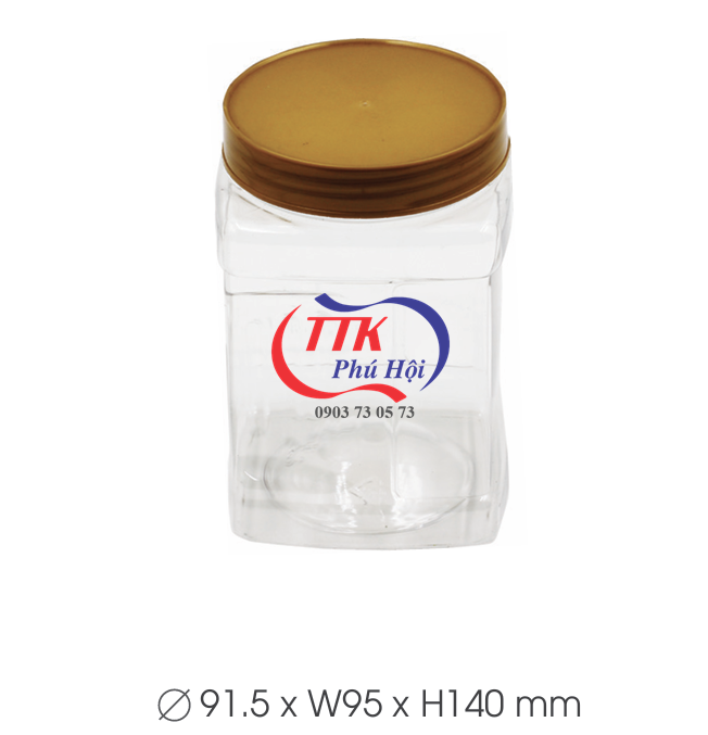 Hũ nhựa nắp nhựa đựng kẹo dẻo, kẹo me