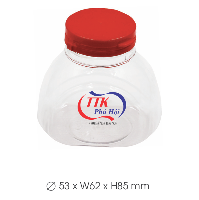 Hũ nhựa nắp nhựa đựng mứt dừa, mứt tắc
