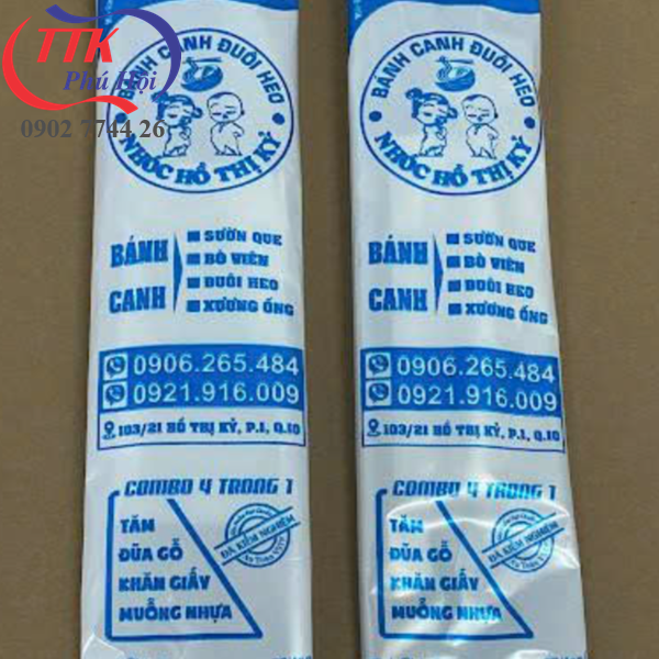 In túi combo muỗng đũa tăm giấy dùng 1 lần