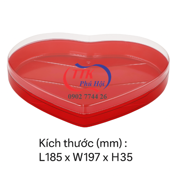 Khay hộp nhựa trái tim đựng socola viên