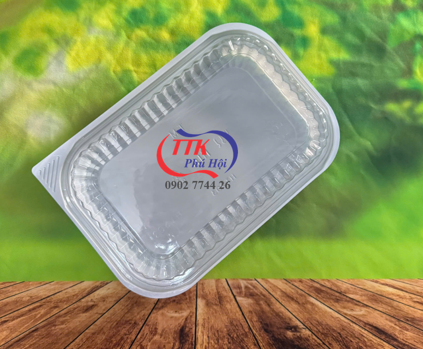 Khay nhựa đựng cơm 1 ngăn trắng lớn
