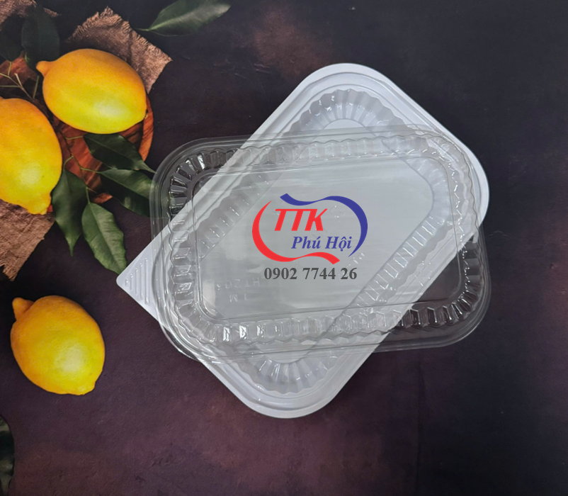 Khay nhựa đựng cơm 1 ngăn trắng lớn