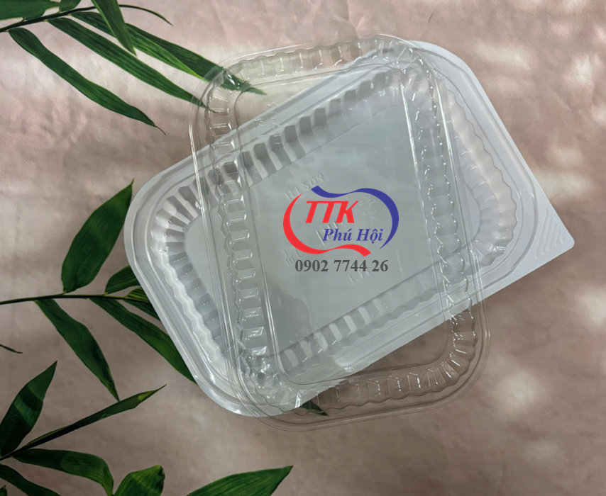 Khay nhựa đựng cơm 1 ngăn trắng lớn