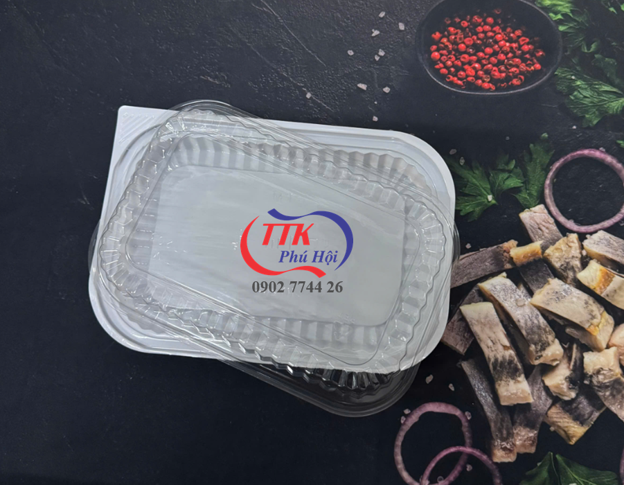Khay nhựa đựng cơm 1 ngăn trắng lớn