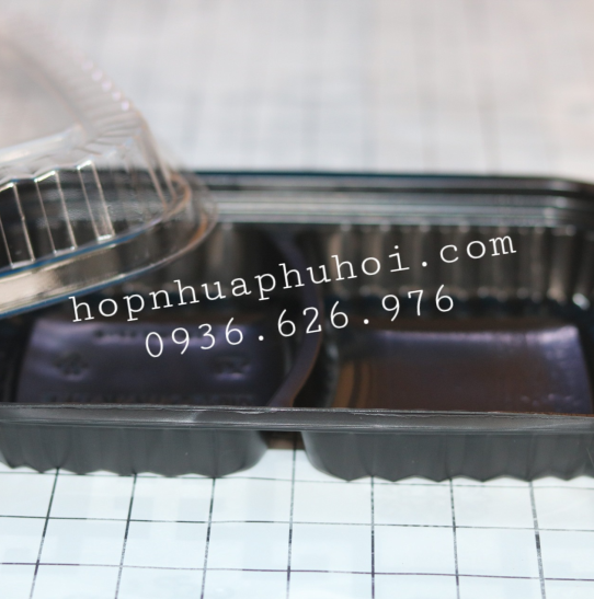 Khay nhựa đựng cơm 2 ngăn đều