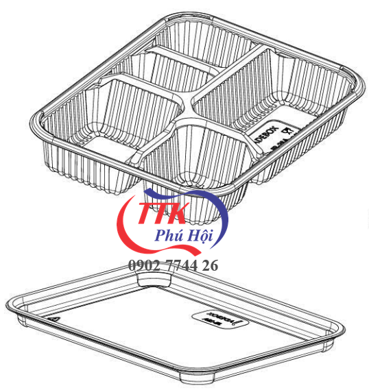 Khay nhựa đựng cơm 5 ngăn