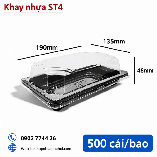 Khay nhựa đựng sushi, sashimi, bánh ST4