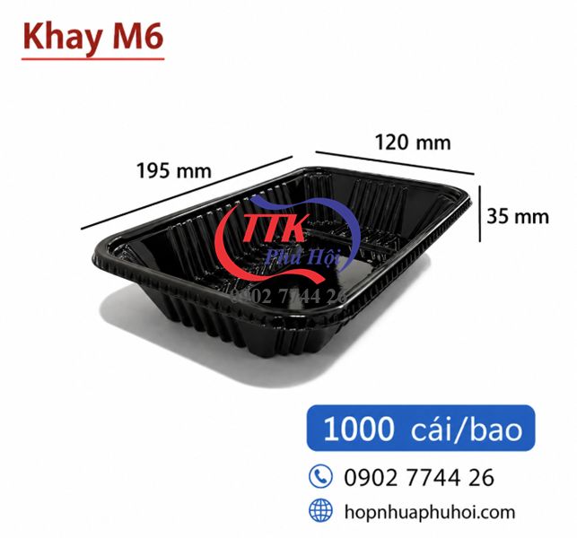Khay nhựa đựng thức ăn, thịt siêu thị, trái cây cắt sẳn... M6