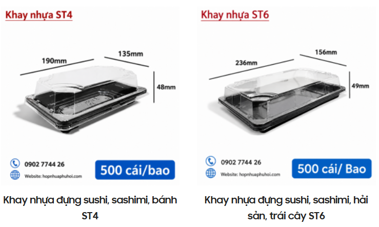 Khay nhựa đựng thực phẩm có nắp