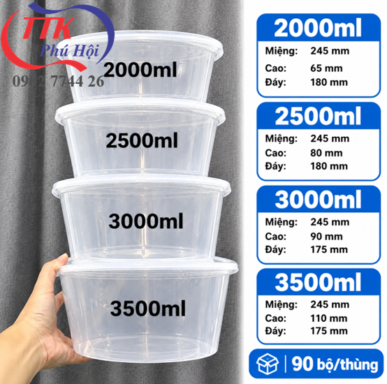 Thố nhựa 2000ml / 2500ml / 3000ml / 3500ml