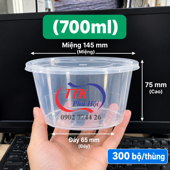Thố nhựa đựng cháo, bún, phở...700ml