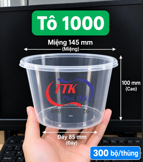 Thố nhựa đựng chè, bún, hủ tiếu, cháo...1000ml