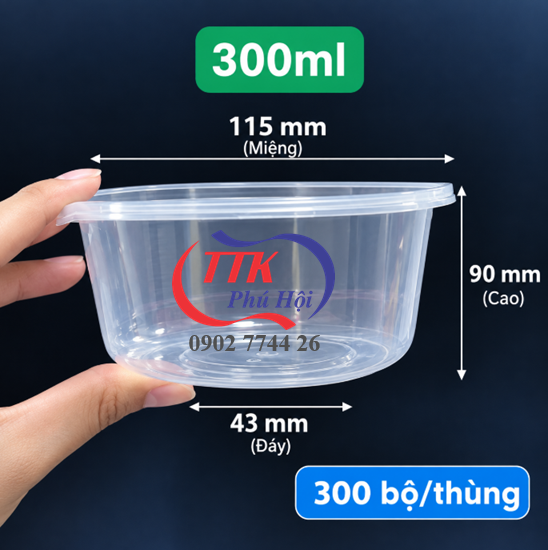 Thố nhựa đựng phở, cháo, súp, sốt... 300ml