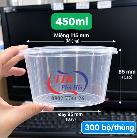 Thố nhựa đựng thức ăn sốt, súp...450ml