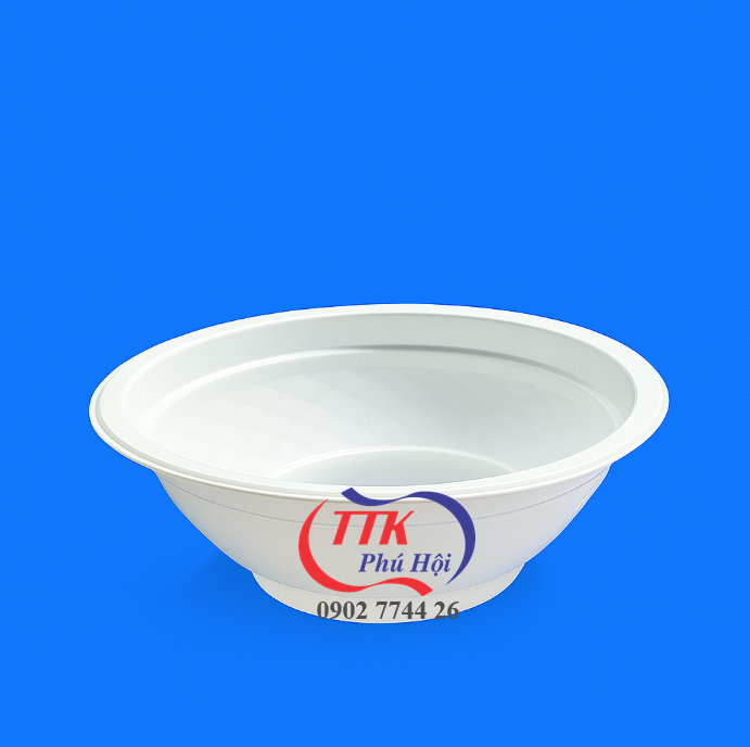 Tô nhựa đỏ trắng đựng mì nước, mì trộn, canh 800ml