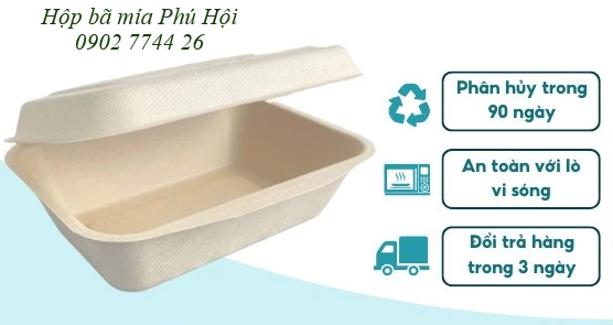 Hộp bã mía 1 ngăn nắp liền 450ml tại Quận 2 TP HCM