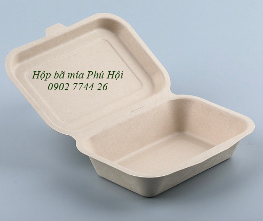 Hộp bã mía 1 ngăn nắp liền 600ml tại Quận 3 TP HCM