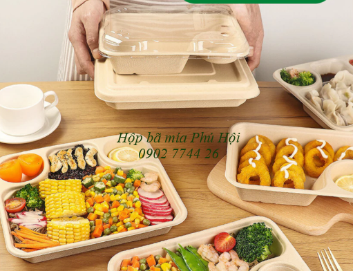 Hộp bã mía 3 ngăn nắp liền tại Quận Thủ Đức TPHCM