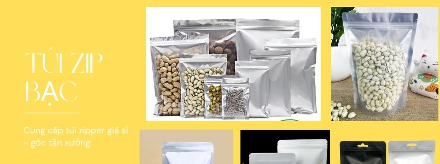 Túi zip bạc đáy đứng