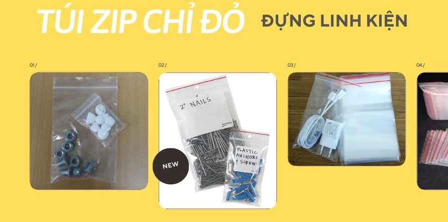 Túi zip đỏ đựng thực phẩm