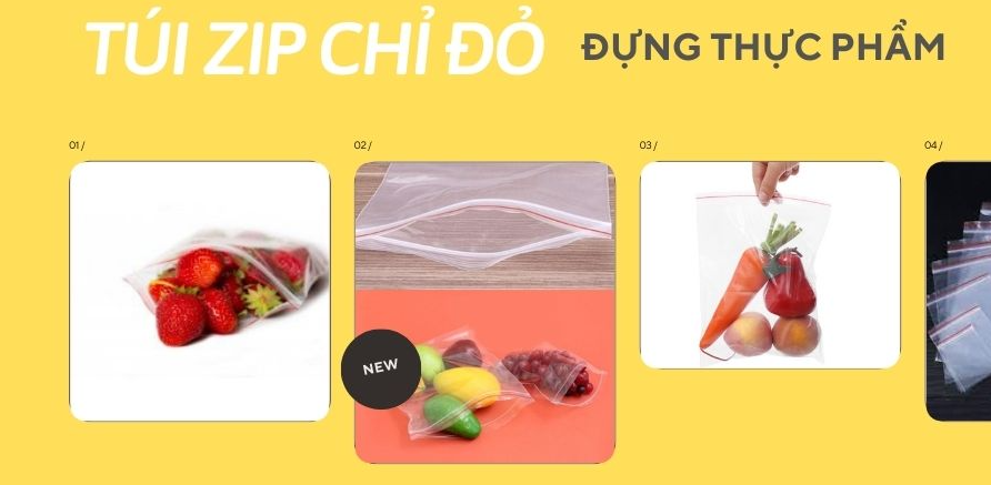Túi zip đỏ đựng thực phẩm