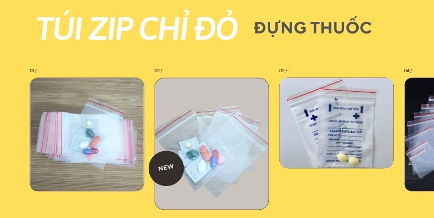 Túi zip đỏ đựng thực phẩm