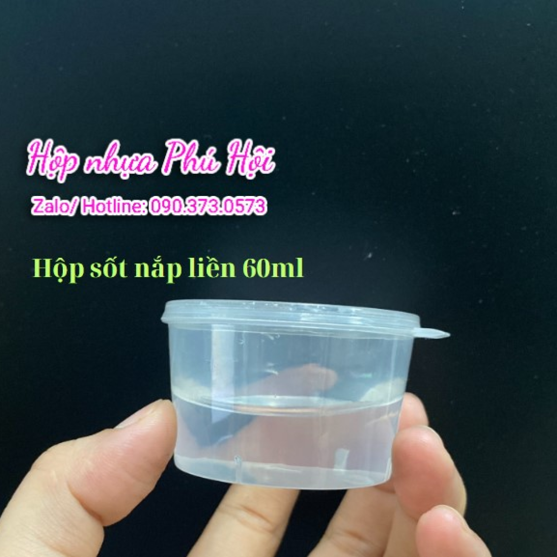 Hộp nhựa đựng nước chấm nắp liền 60ml 2oz