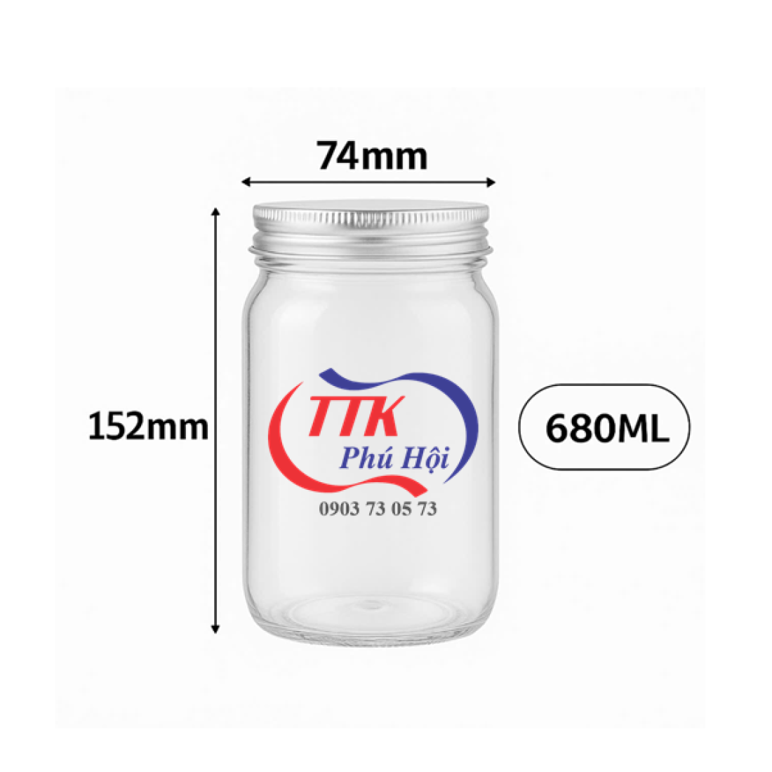 Hũ nhựa nắp nhôm vặn 680ml đựng ngũ cốc hòa tan, bột nghệ