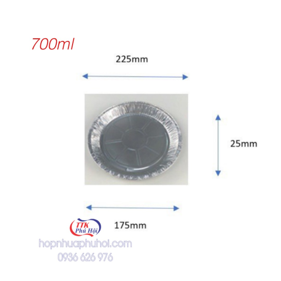 Khay nhôm tròn 700ml đường kính 22.5cm