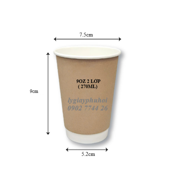 Ly giấy kraft 9oz (270ml) 2 lớp