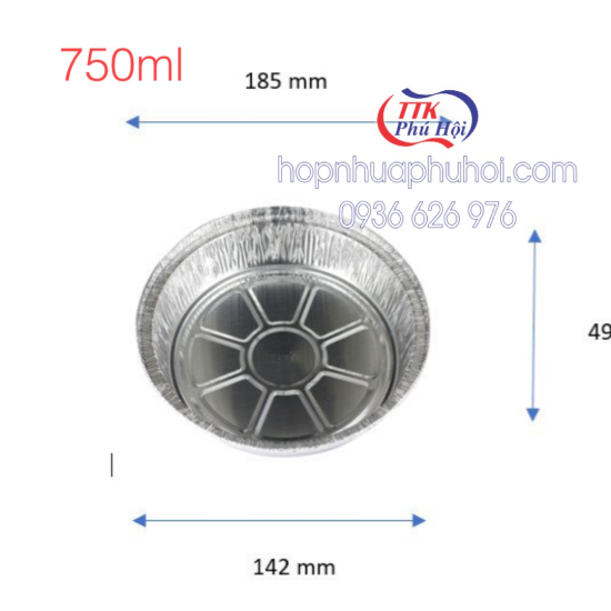 Khay nhôm tròn 750ml đường kính 18.5cm