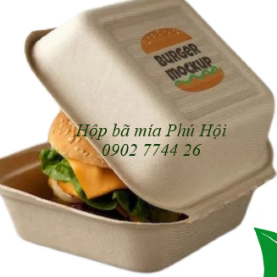Hộp bã mía vuông đựng hamburger